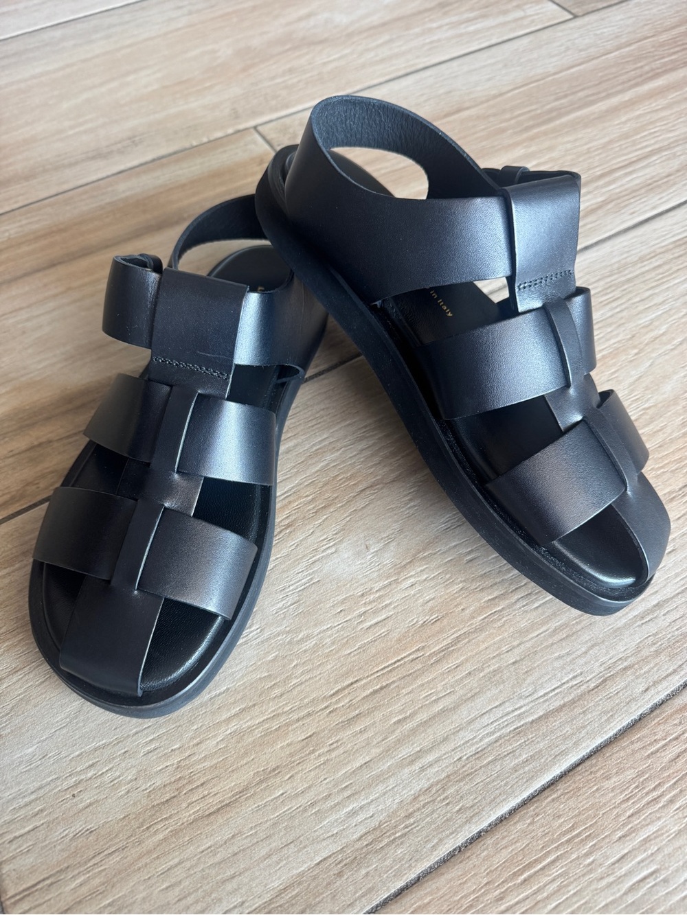 Black Leather Fisherman Sandals Liviana Conti Made in Italy Size 37